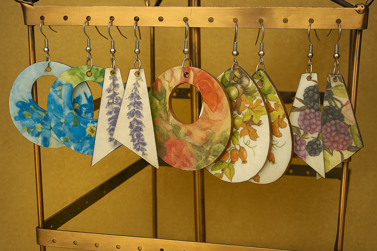 Zestaw kolczykow decoupage